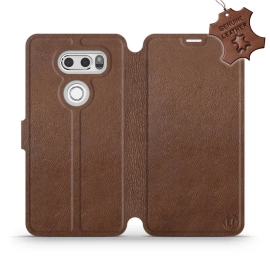 Etui ze skóry naturalnej do LG V30 - wzór Brown Leather