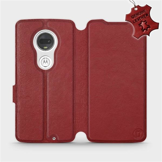 Phone Case Motorola Moto G7 - Design Dark Red Leather