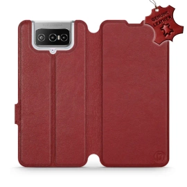 Phone Case Asus Zenfone 7 ZS670KS - Design Dark Red Leather
