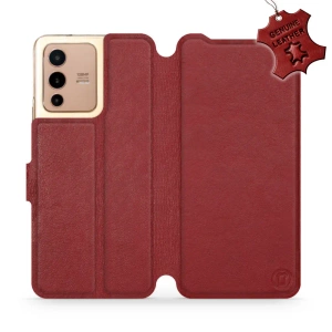 Phone Case Vivo V23 5G - Design Dark Red Leather
