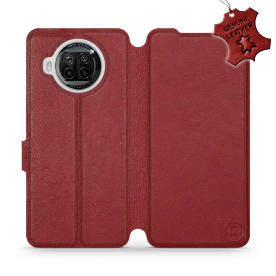 Etui ze skóry naturalnej do Xiaomi MI 10T Lite - wzór Dark Red Leather