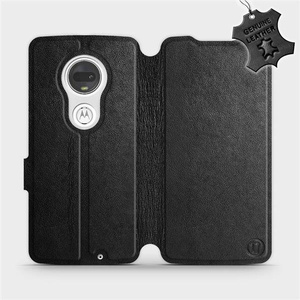 Phone Case Motorola Moto G7 - Design Black Leather