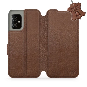 Etui ze skóry naturalnej do Asus Zenfone 8 - wzór Brown Leather