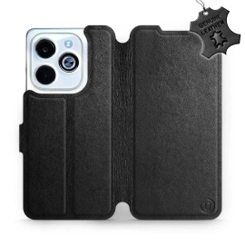 Etui ze skóry naturalnej do Infinix HOT 40i - wzór Black Leather
