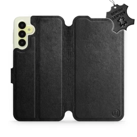 Etui ze skóry naturalnej do Samsung Galaxy A15 5G - wzór Black Leather