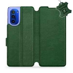 Etui ze skóry naturalnej do Motorola Moto G51 5G - wzór Green Leather
