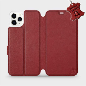 Etui ze skóry naturalnej do Apple iPhone 11 Pro Max - wzór Dark Red Leather