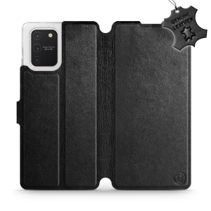 Etui ze skóry naturalnej do Samsung Galaxy S10 Lite - wzór Black Leather