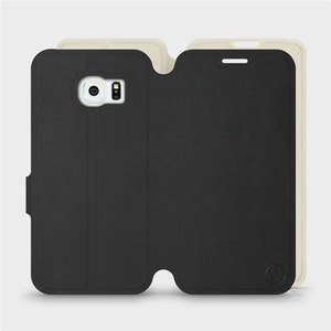 Etui Soft Touch do Samsung Galaxy S6 Edge - wzór Satynowa czerń z platyną