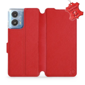 Etui ze skóry naturalnej do Motorola Moto G24 - wzór Red Leather