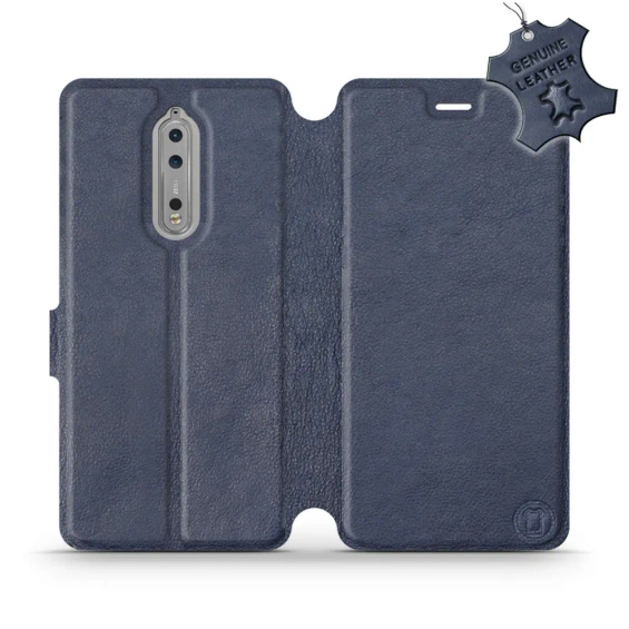 Etui ze skóry naturalnej do Nokia 8 - wzór Blue Leather