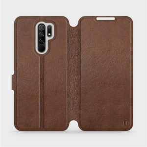 Etui ze skóry naturalnej do Xiaomi Redmi 9 - wzór Brown Leather