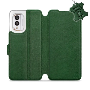 Etui ze skóry naturalnej do Nokia X30 5G - wzór Green Leather