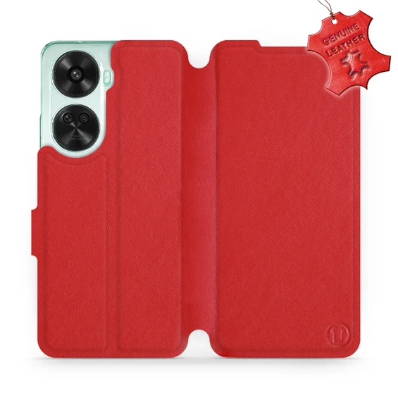 Etui ze skóry naturalnej do Huawei Nova 12 SE - wzór Red Leather