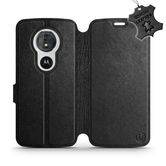 Phone Case Motorola Moto E5 - Design Black Leather