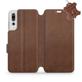 Etui ze skóry naturalnej do Huawei P20 Pro - wzór Brown Leather
