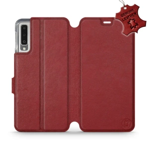 Phone Case Samsung Galaxy A7 2018 - Design Dark Red Leather
