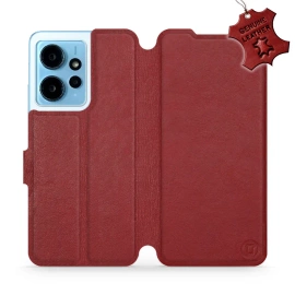 Phone Case Xiaomi Redmi Note 12 4G - Design Dark Red Leather