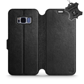 Etui ze skóry naturalnej do Samsung Galaxy S8 - wzór Black Leather