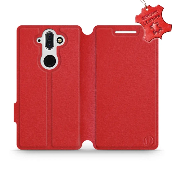 Etui ze skóry naturalnej do Nokia 8 Sirocco - wzór Red Leather
