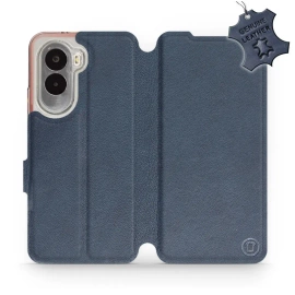 Etui ze skóry naturalnej do Xiaomi POCO M7 - wzór Blue Leather