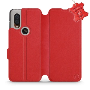 Phone Case Motorola One Vision - Design Red Leather