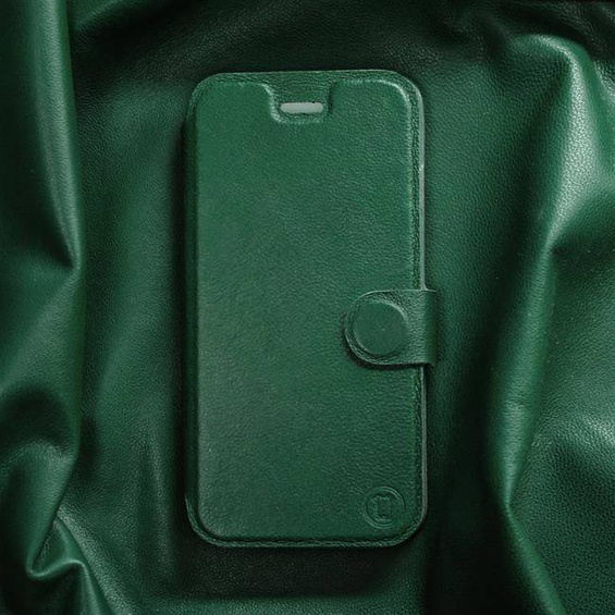 Etui ze skóry naturalnej do Motorola One Fusion Plus - wzór Green Leather