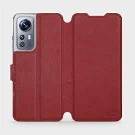 Etui ze skóry naturalnej do Xiaomi 12S - wzór Dark Red Leather
