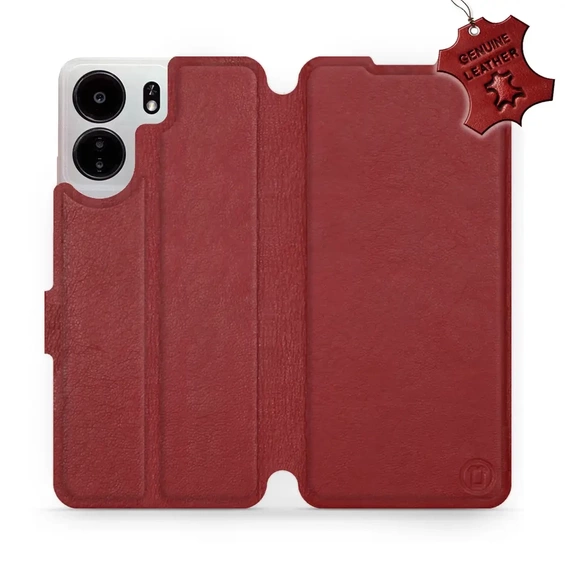 Phone Case Xiaomi POCO C65 - Design Dark Red Leather