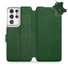 Phone Case Samsung Galaxy S21 Ultra - Design Green Leather