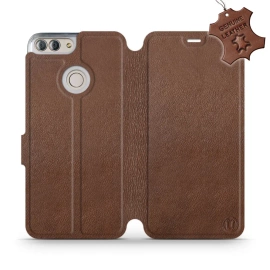 Etui ze skóry naturalnej do Huawei P Smart - wzór Brown Leather