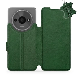 Etui ze skóry naturalnej do Xiaomi Redmi A3 - wzór Green Leather