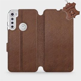 Phone Case Motorola One Fusion Plus - Design Brown Leather