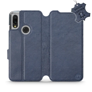Etui ze skóry naturalnej do Xiaomi Redmi 7 - wzór Blue Leather
