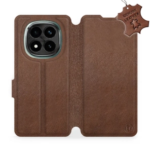 Etui ze skóry naturalnej do Xiaomi Redmi Note 14 Pro Plus 5G - wzór Brown Leather