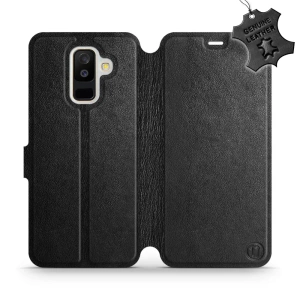 Etui ze skóry naturalnej do Samsung Galaxy A6 Plus - wzór Black Leather