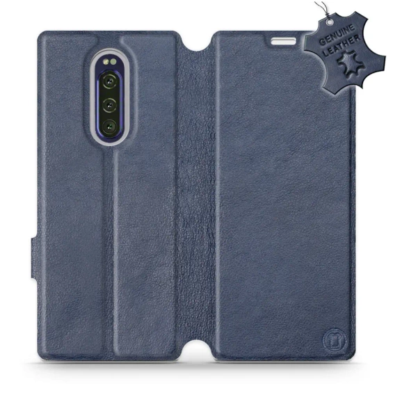 Etui ze skóry naturalnej do Sony Xperia 1 - wzór Blue Leather