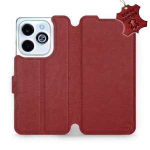 Etui ze skóry naturalnej do Infinix HOT 40i - wzór Dark Red Leather