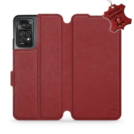 Phone Case Xiaomi Redmi Note 11 Pro - Design Dark Red Leather