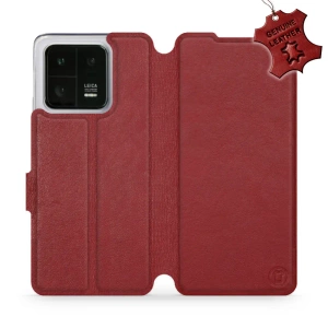 Etui ze skóry naturalnej do Xiaomi 13 Pro - wzór Dark Red Leather