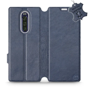 Etui ze skóry naturalnej do Sony Xperia 1 - wzór Blue Leather
