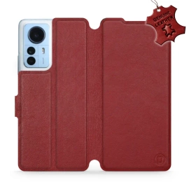 Phone Case Xiaomi 12 Pro - Design Dark Red Leather