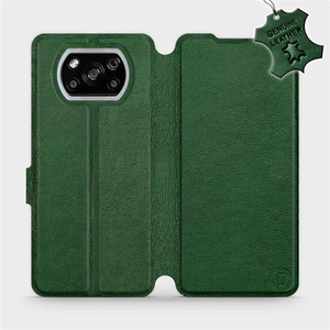 Etui ze skóry naturalnej do Xiaomi POCO X3 NFC - wzór Green Leather