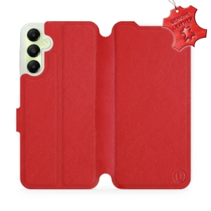 Etui ze skóry naturalnej do Samsung Galaxy A05s - wzór Red Leather