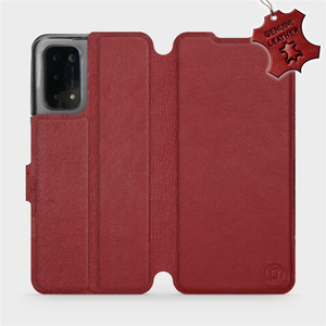 Etui ze skóry naturalnej do OPPO A54 5G - wzór Dark Red Leather