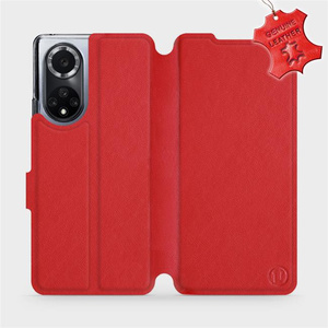 Etui ze skóry naturalnej do Huawei Nova 9 - wzór Red Leather