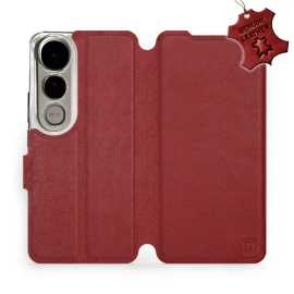 Phone Case Vivo V50 Lite - Design Dark Red Leather