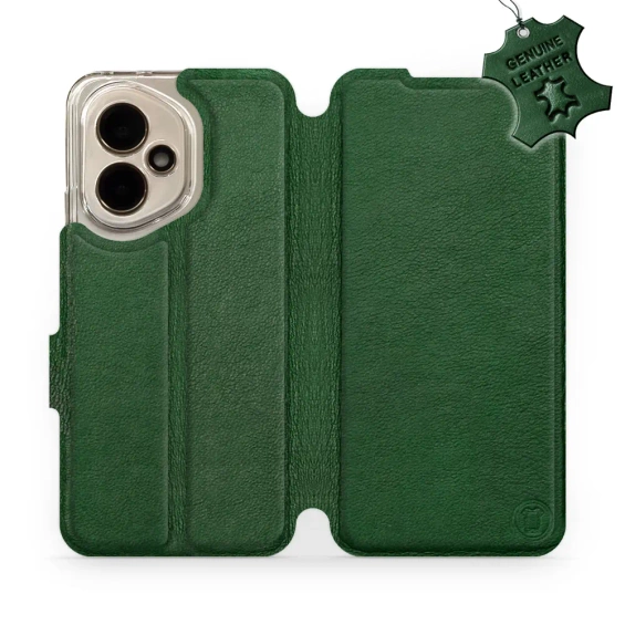 Etui ze skóry naturalnej do Huawei Honor 400 - wzór Green Leather