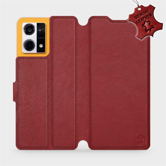 Phone Case Oppo Reno 7 4G - Design Dark Red Leather