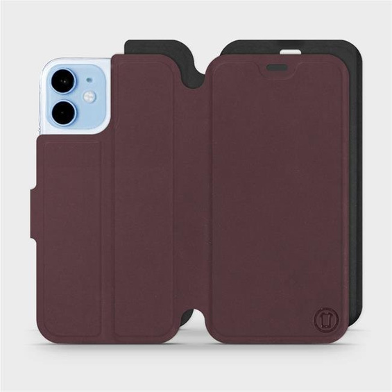 Etui Soft Touch do Apple iPhone 12 mini - wzór Matowy burgund z czernią